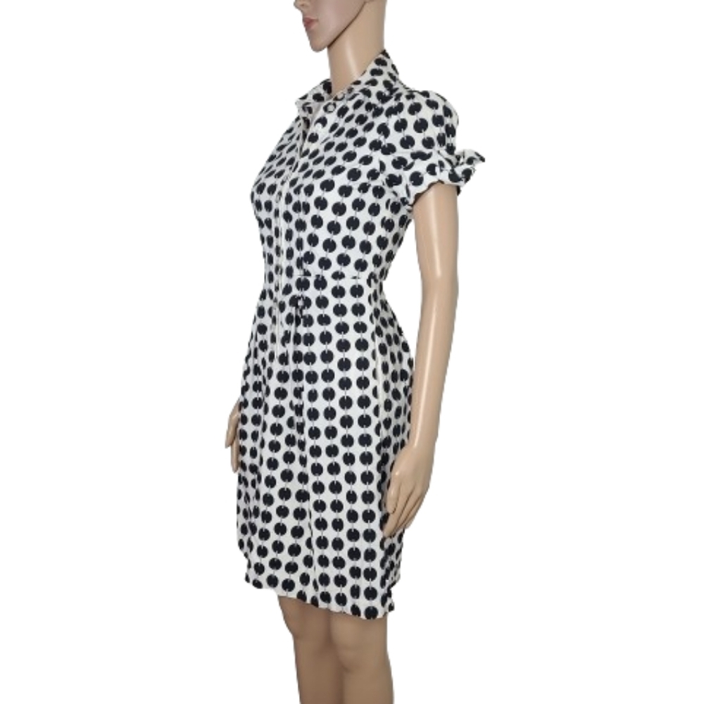 Club Monaco Black & White Pleated Mini Shirt Dress Women's Size 0 - Picture 9 of 13